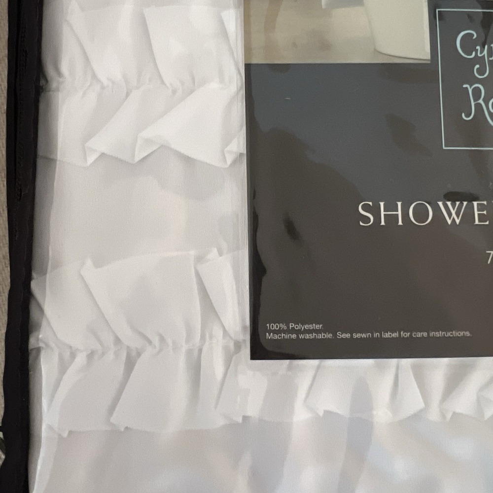 New Cynthia Rowley Shower Curtain 72x72 Shabby Chic White Ruffle Polyester NIP - Picture 5 of 6